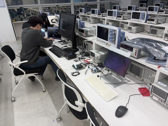 Working at the lab bench